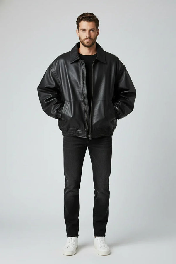 新品 NOKCHA minimal handsome jacket black Men's Faux Leather Classic Jacket – NUE