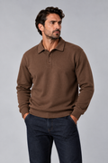 Ribbed Polo Sweatshirt Long Sleeve Brown