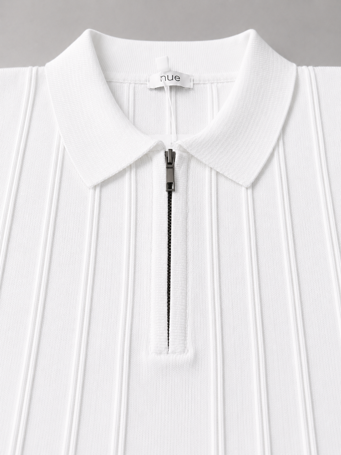 Trikot Ribbed Zip Polo- White