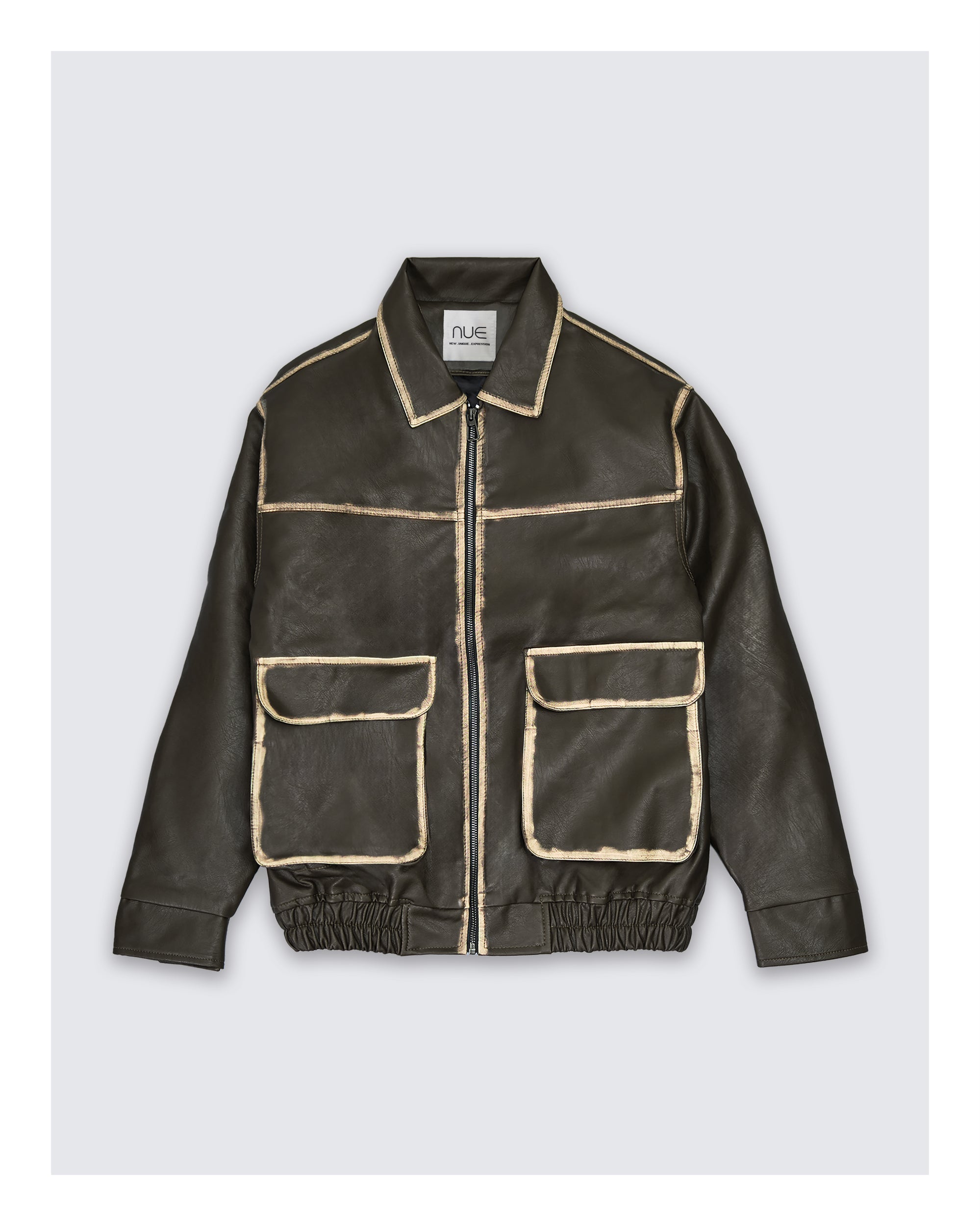 Faux Leather Jacket Dark Brown