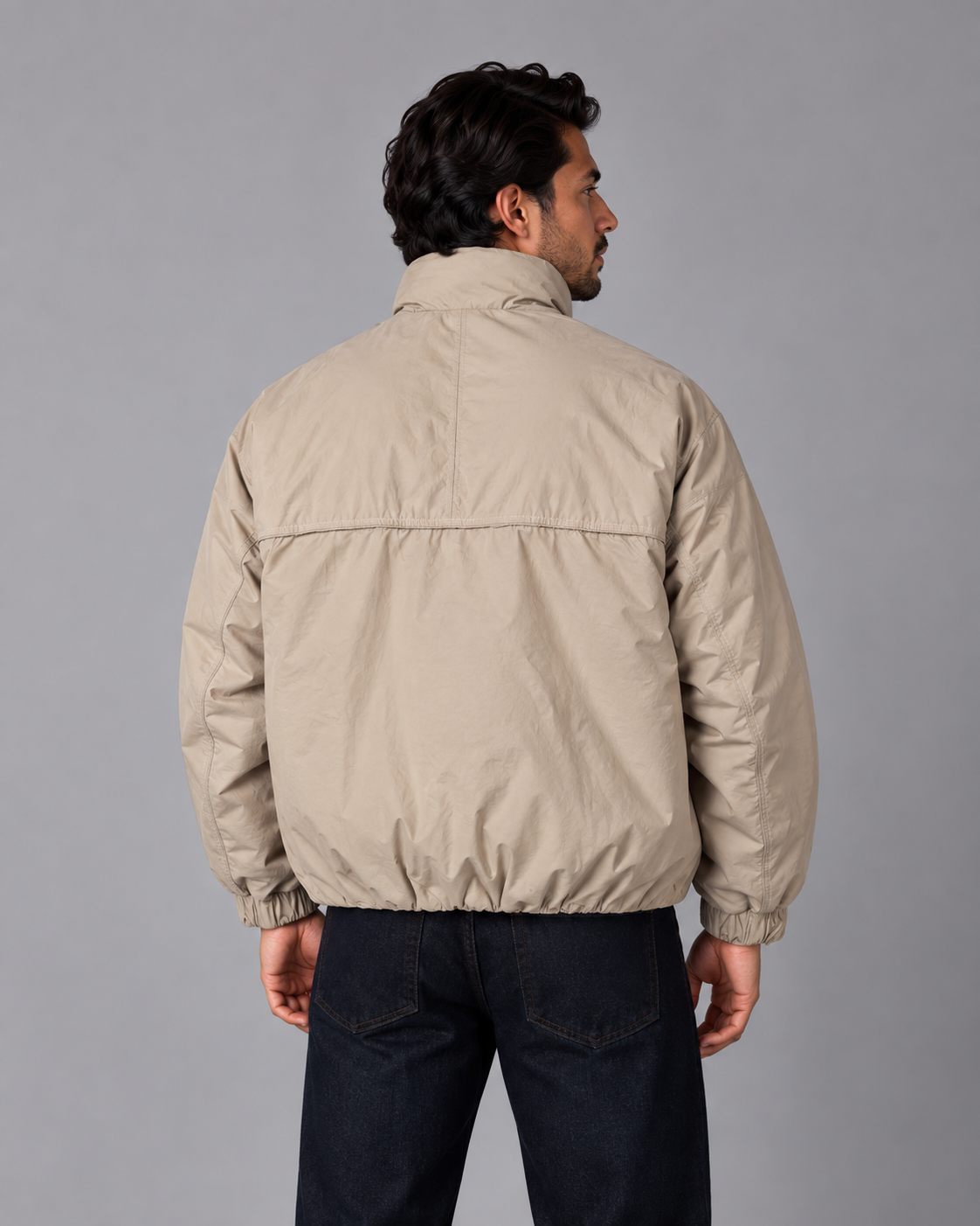 Boxy Fit Waterproof Jacket Beige