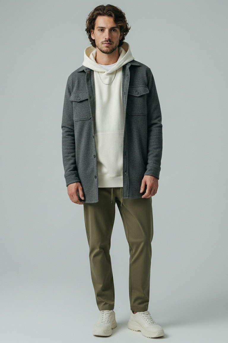 Drawstring Casual Trousers Olive Green