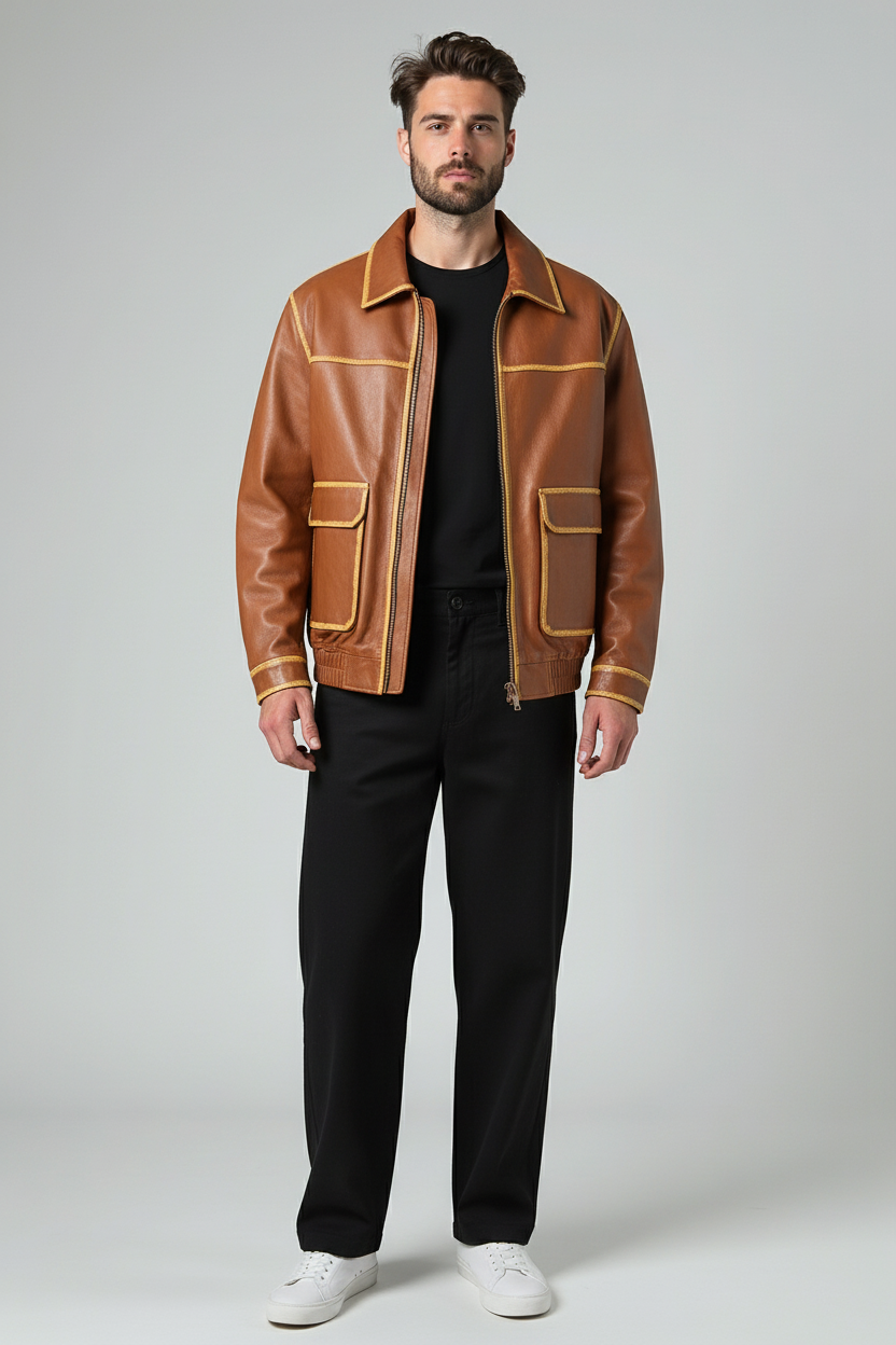 Faux Leather Jacket Caramel