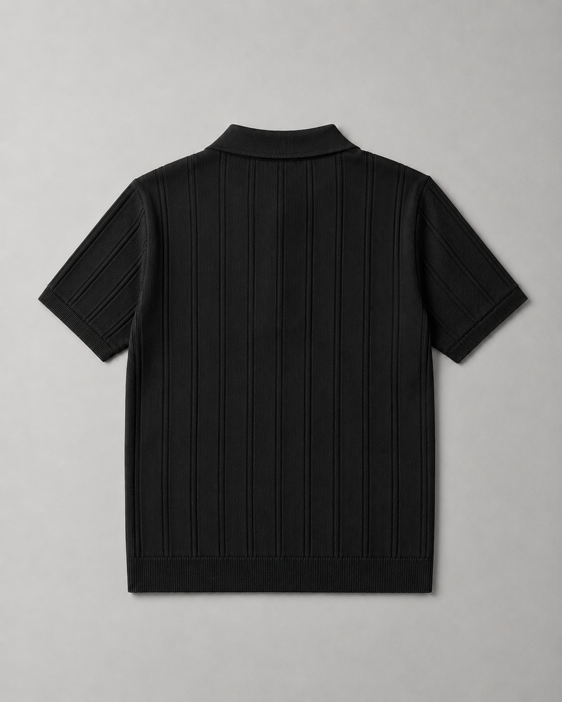 Trikot Ribbed Zip Polo- Black