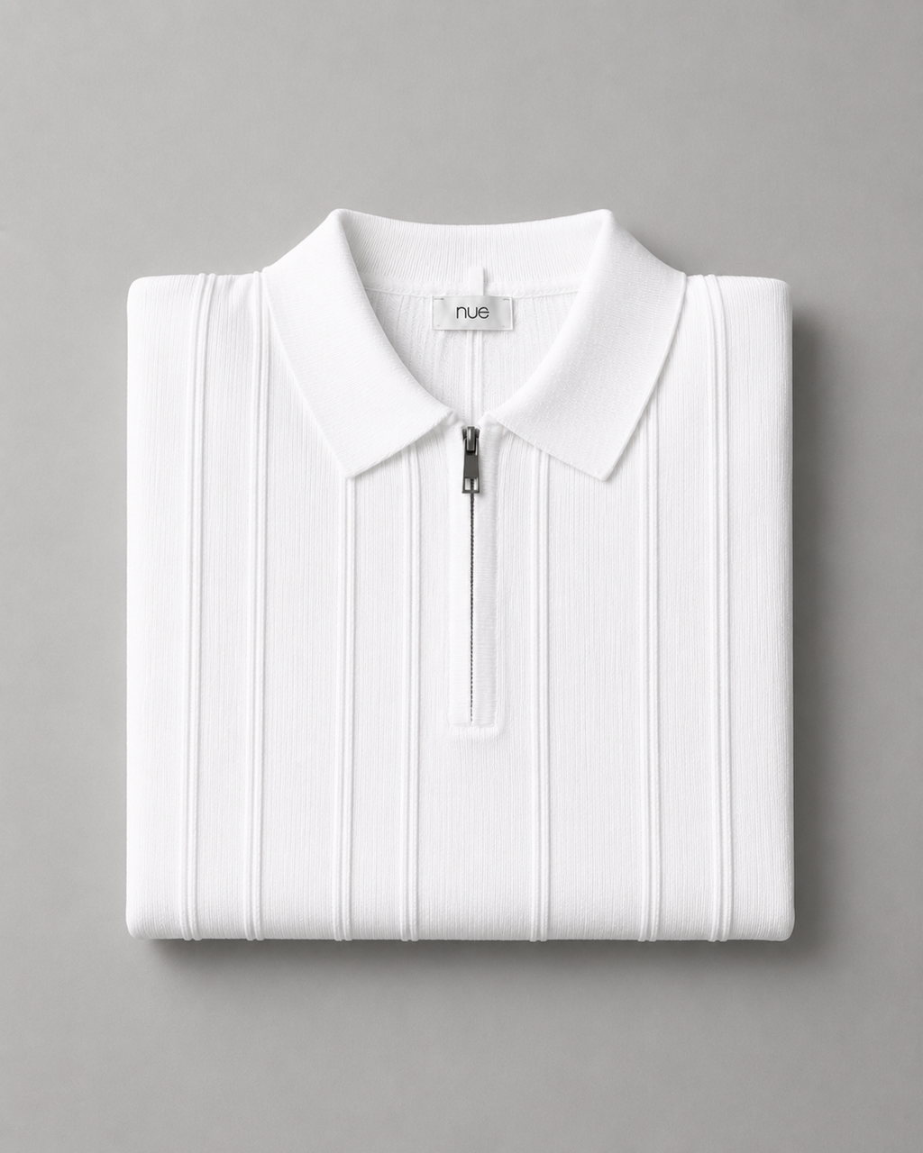Trikot Ribbed Zip Polo- White