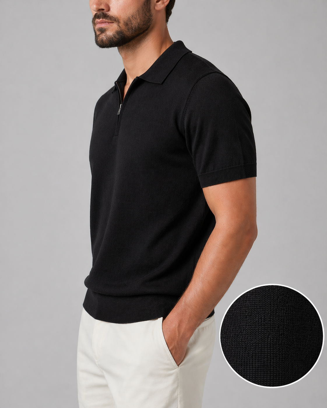 NUE Trikot Half-Zip Polo - Black