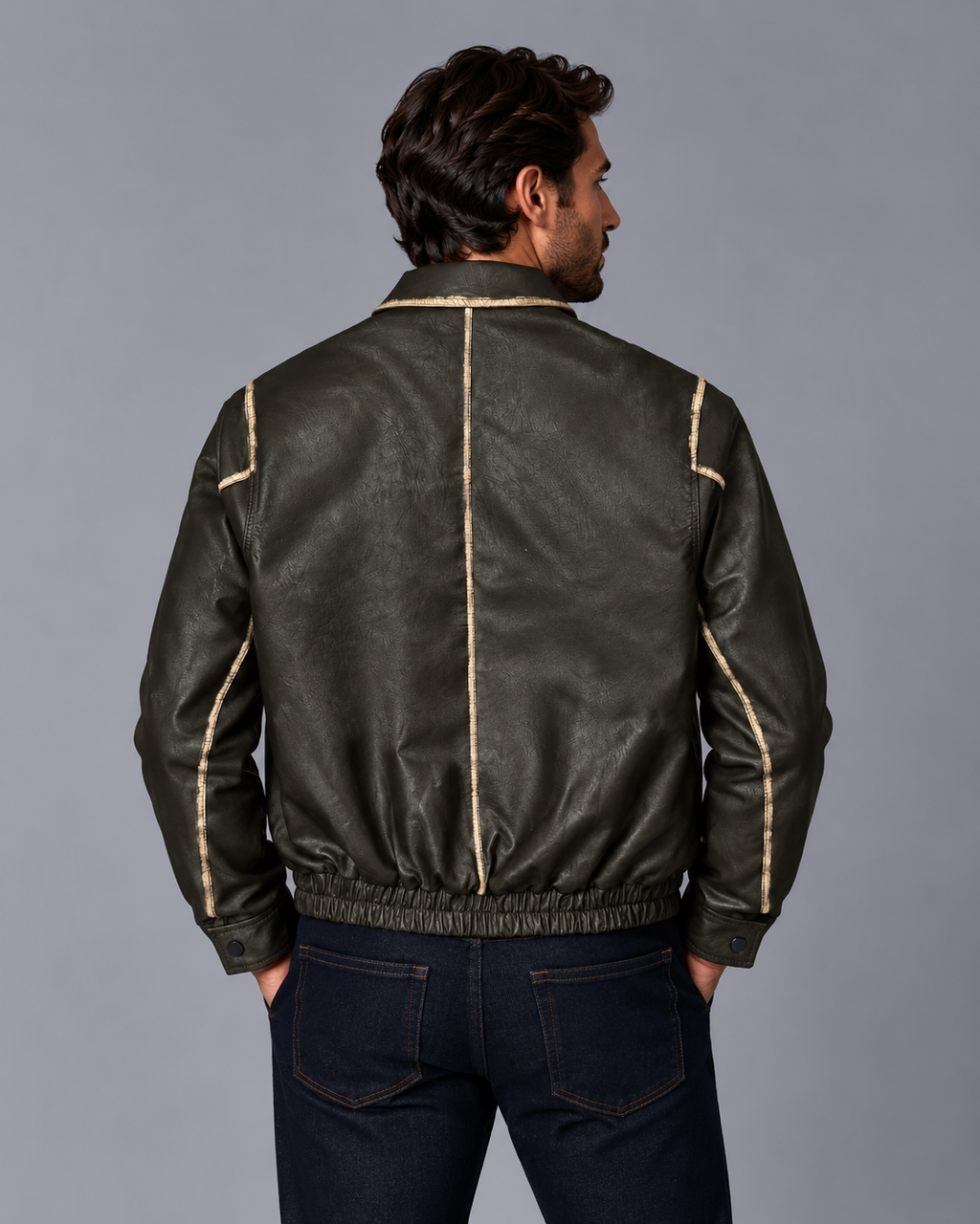 Faux Leather Jacket Dark Brown