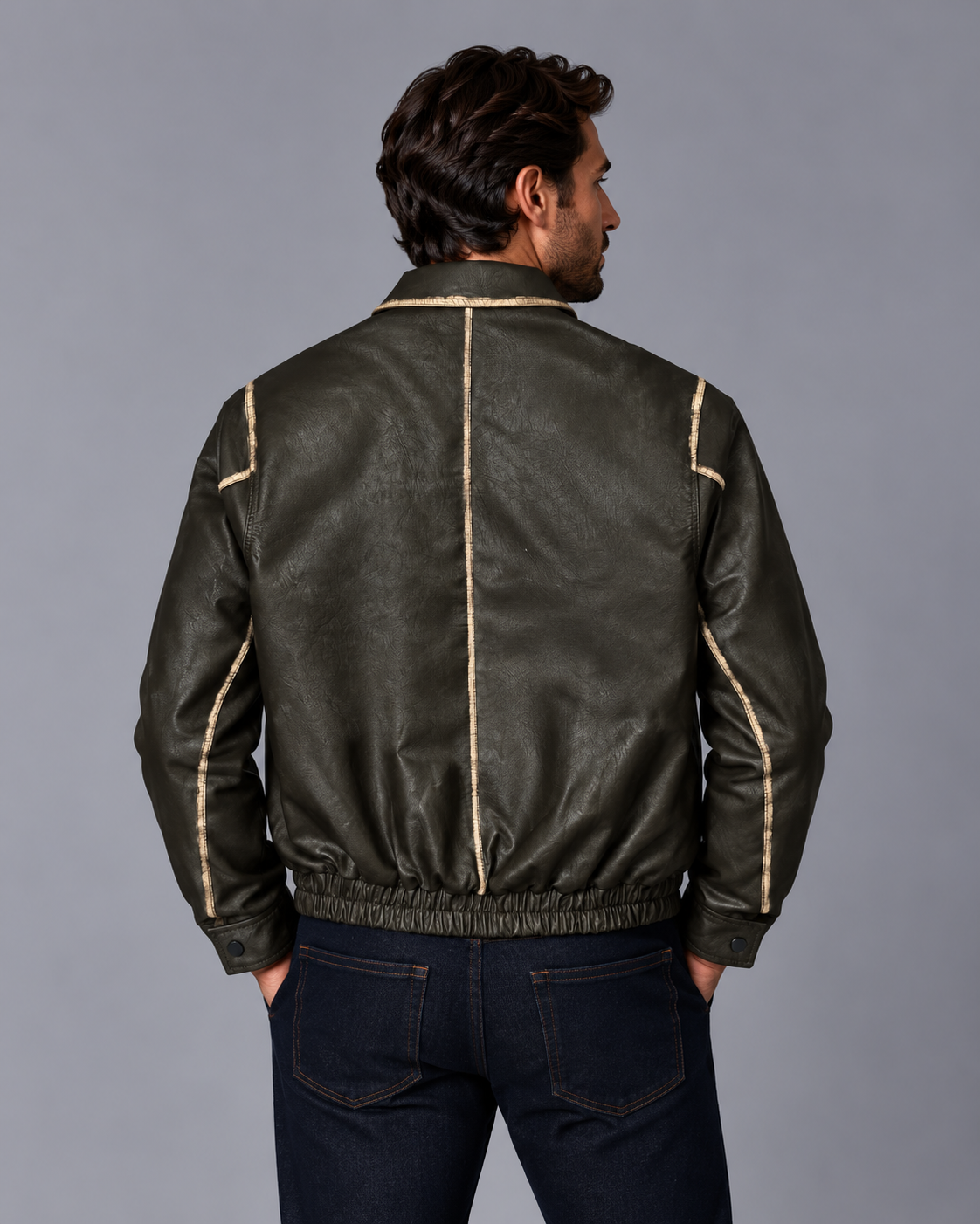 Faux Leather Jacket Dark Brown