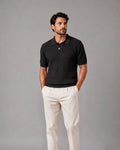 Relaxed Collar Trikot Polo- Black