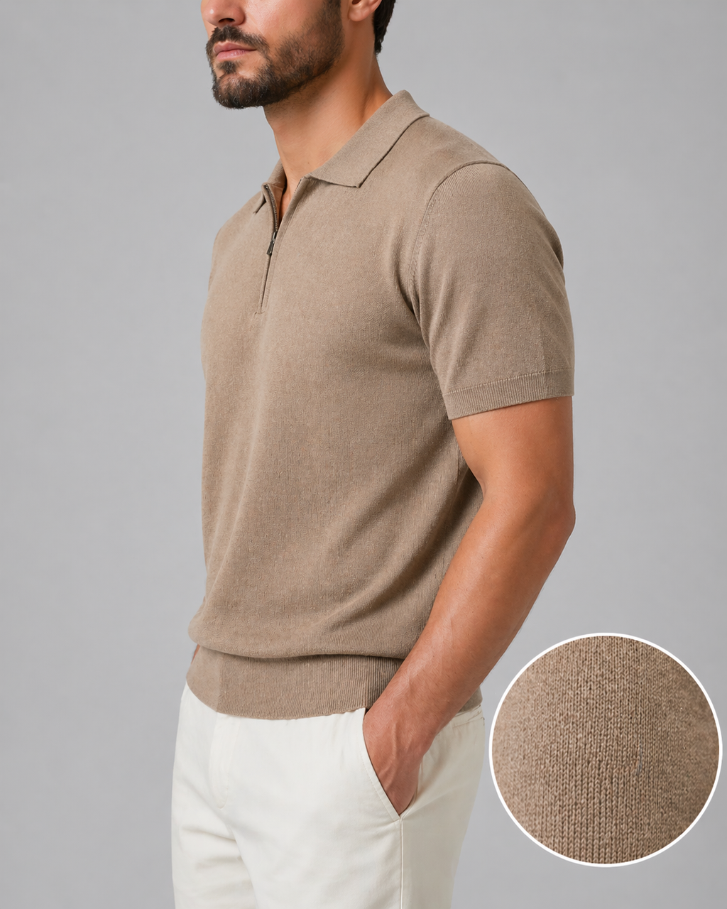 NUE Trikot Half-Zip Polo - Beige