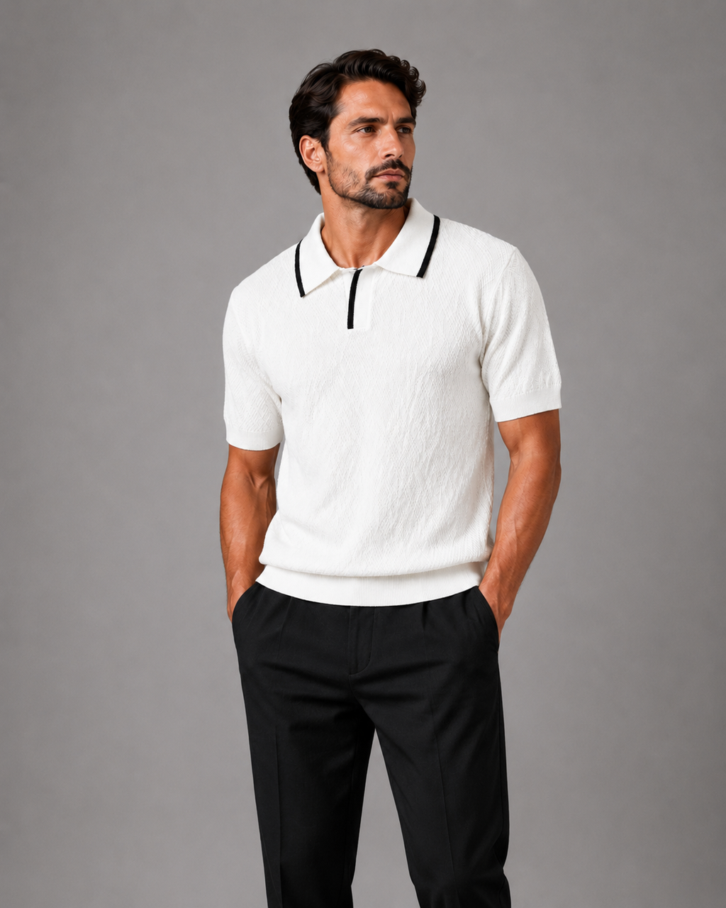 Trikot V-Neck Polo- White