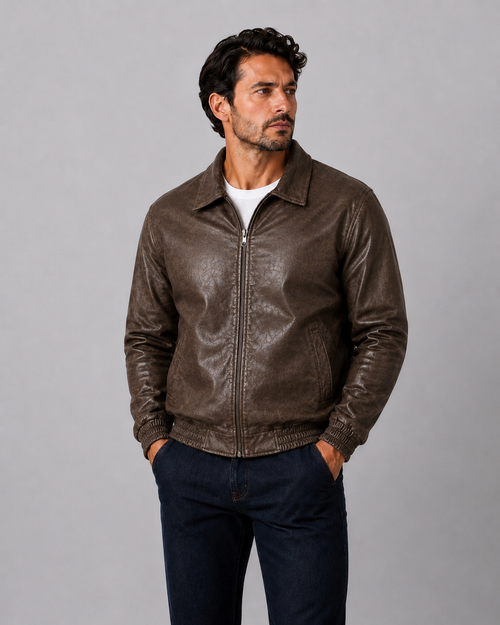 Classic  Leather Jacket Light Brown