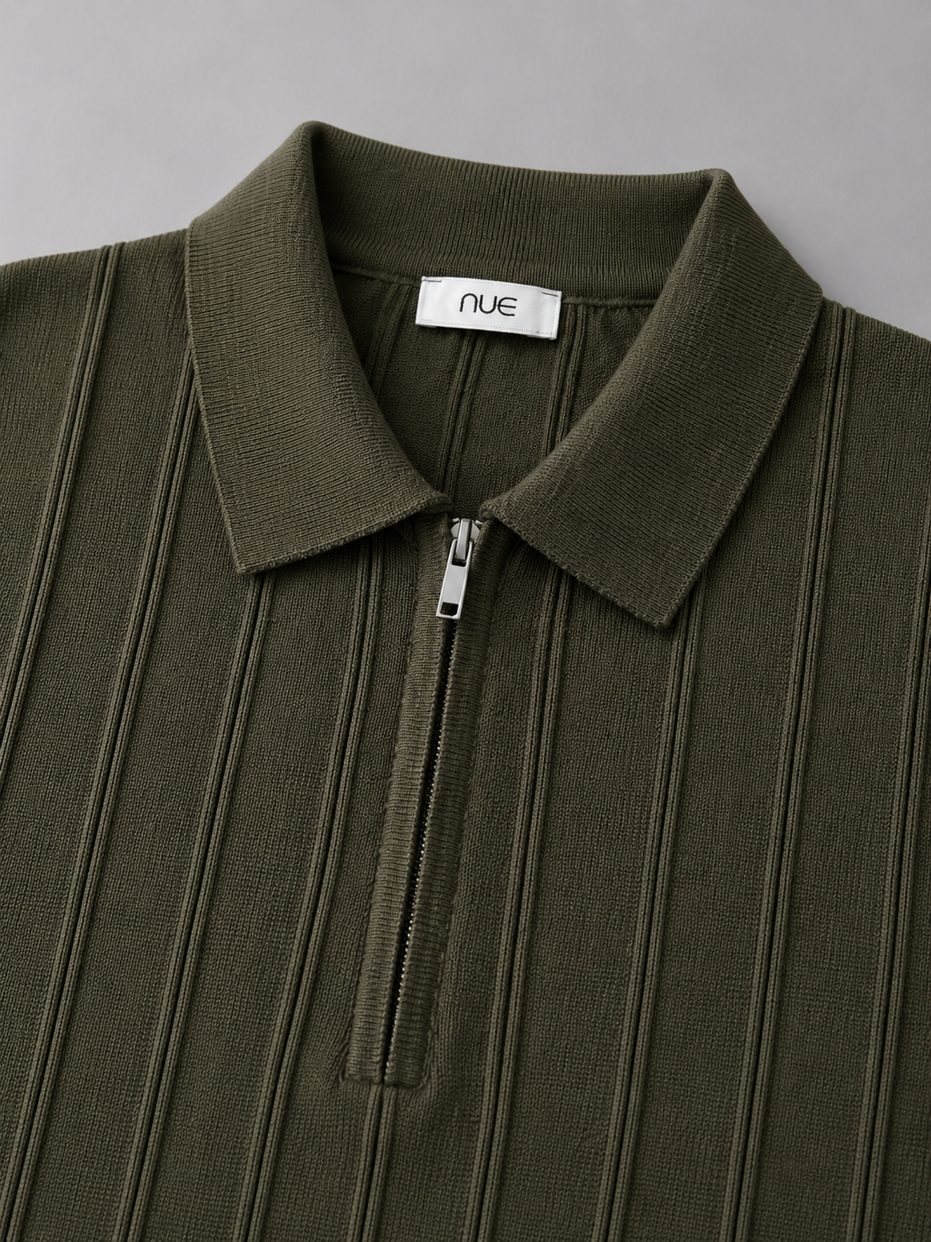 Trikot Ribbed Zip Polo-  Olive Green