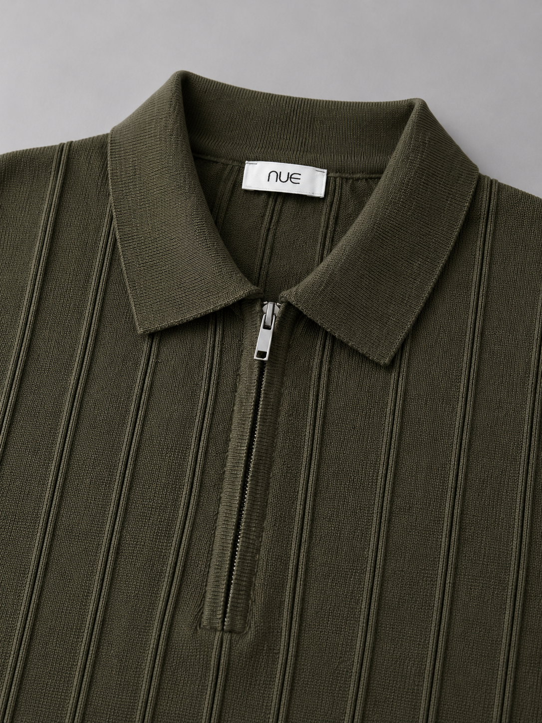 Trikot Ribbed Zip Polo-  Olive Green