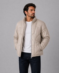 Leather Puffer Jacket Beige