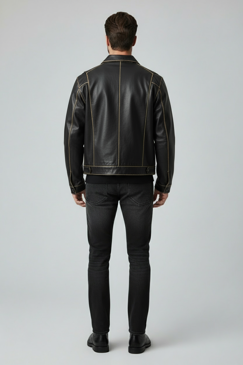 Faux Leather Jacket Dark Brown