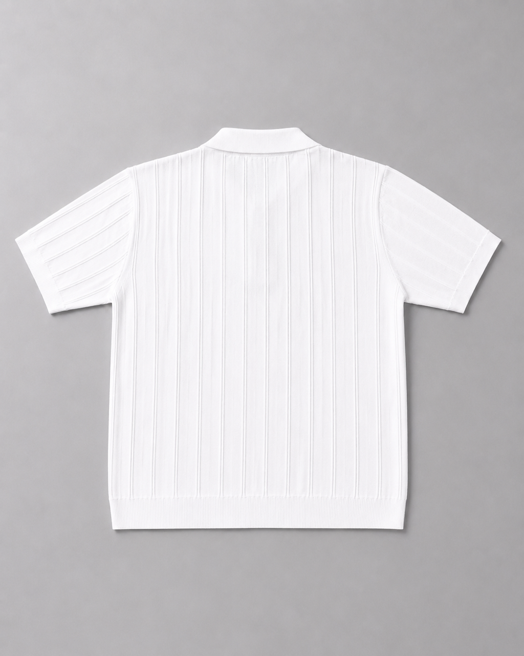 Trikot Ribbed Zip Polo- White
