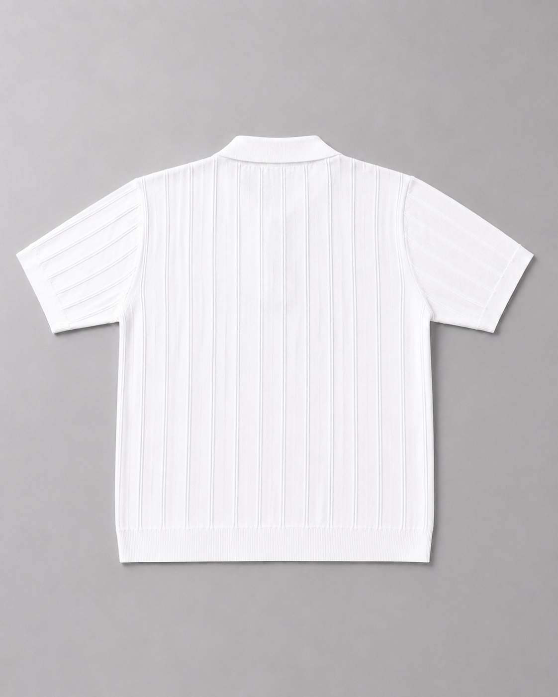 Trikot Ribbed Zip Polo- White