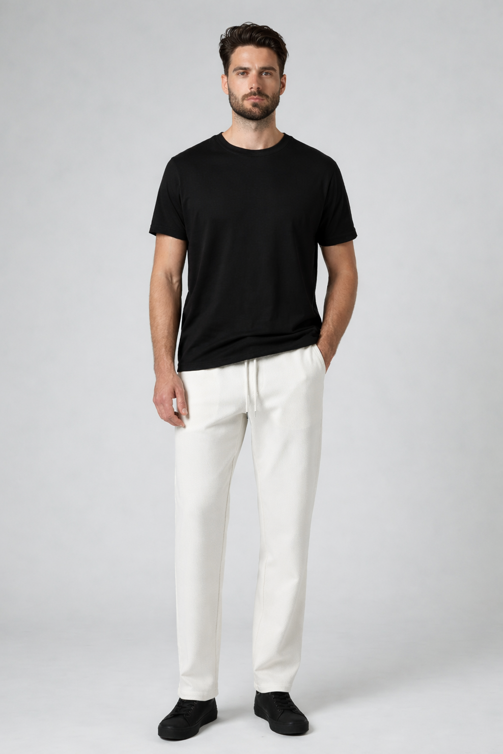 Gabardine Drawstring Pant– White