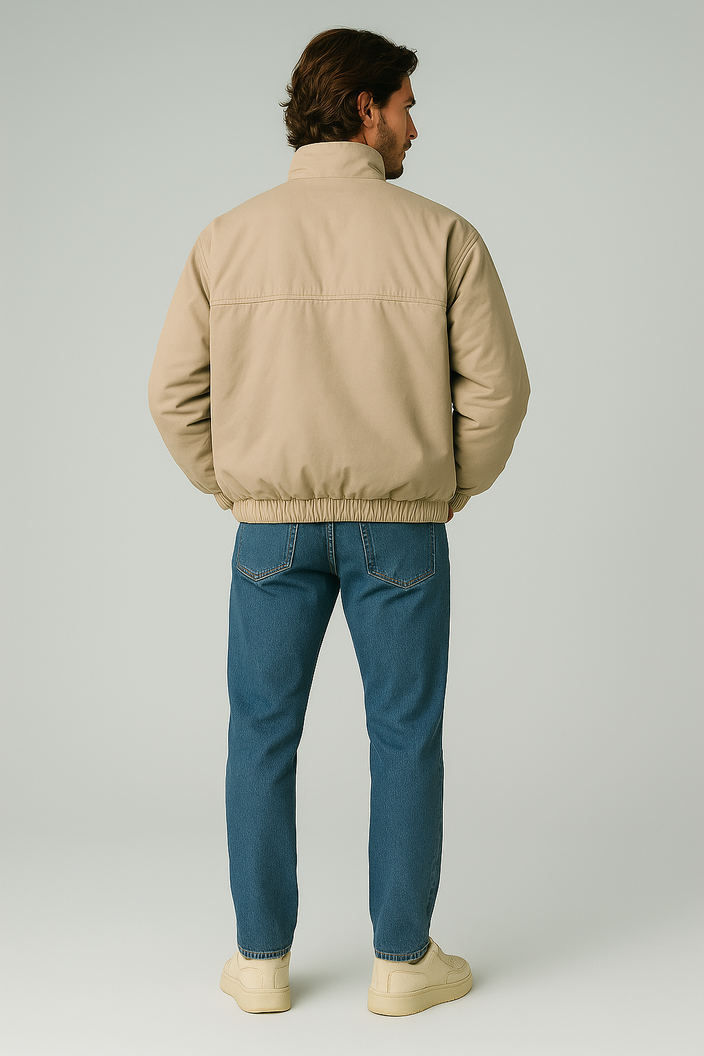 Boxy Fit Waterproof Jacket Beige