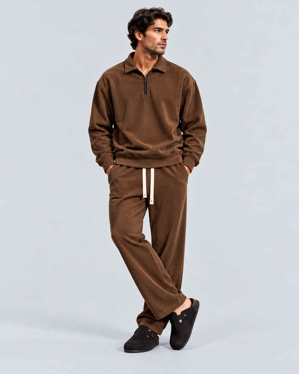 Brown Ribbed Set