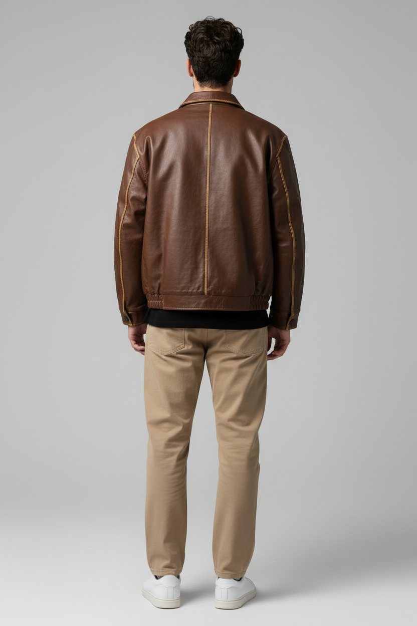 Faux Leather Jacket Brown