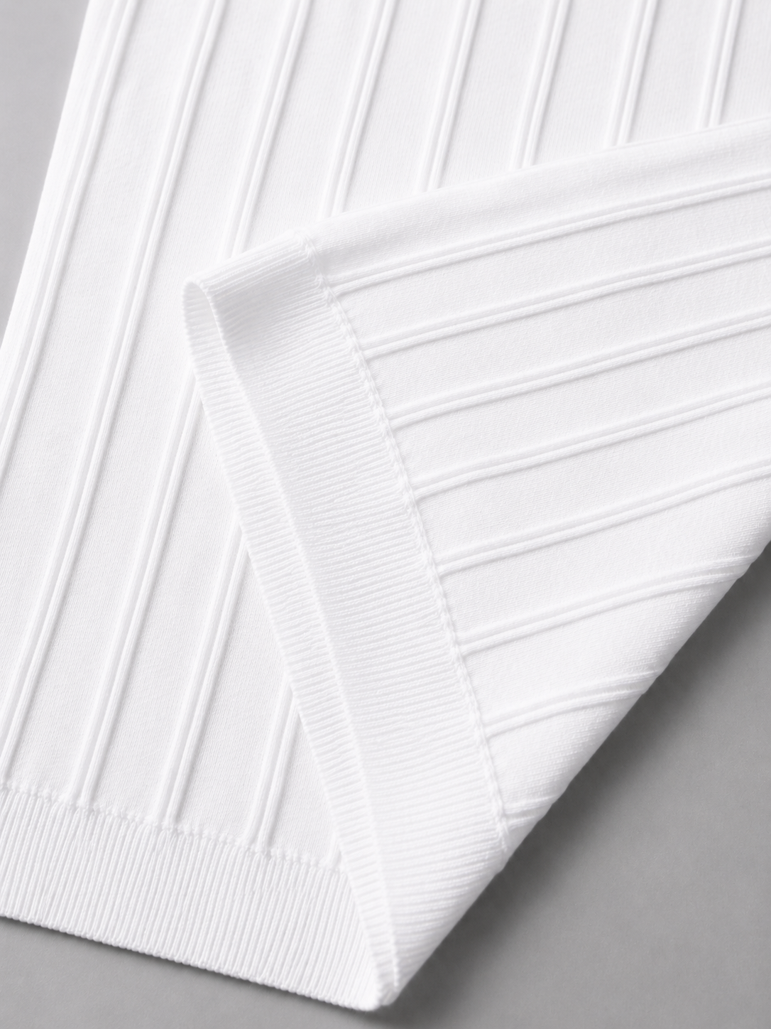 Trikot Ribbed Zip Polo- White