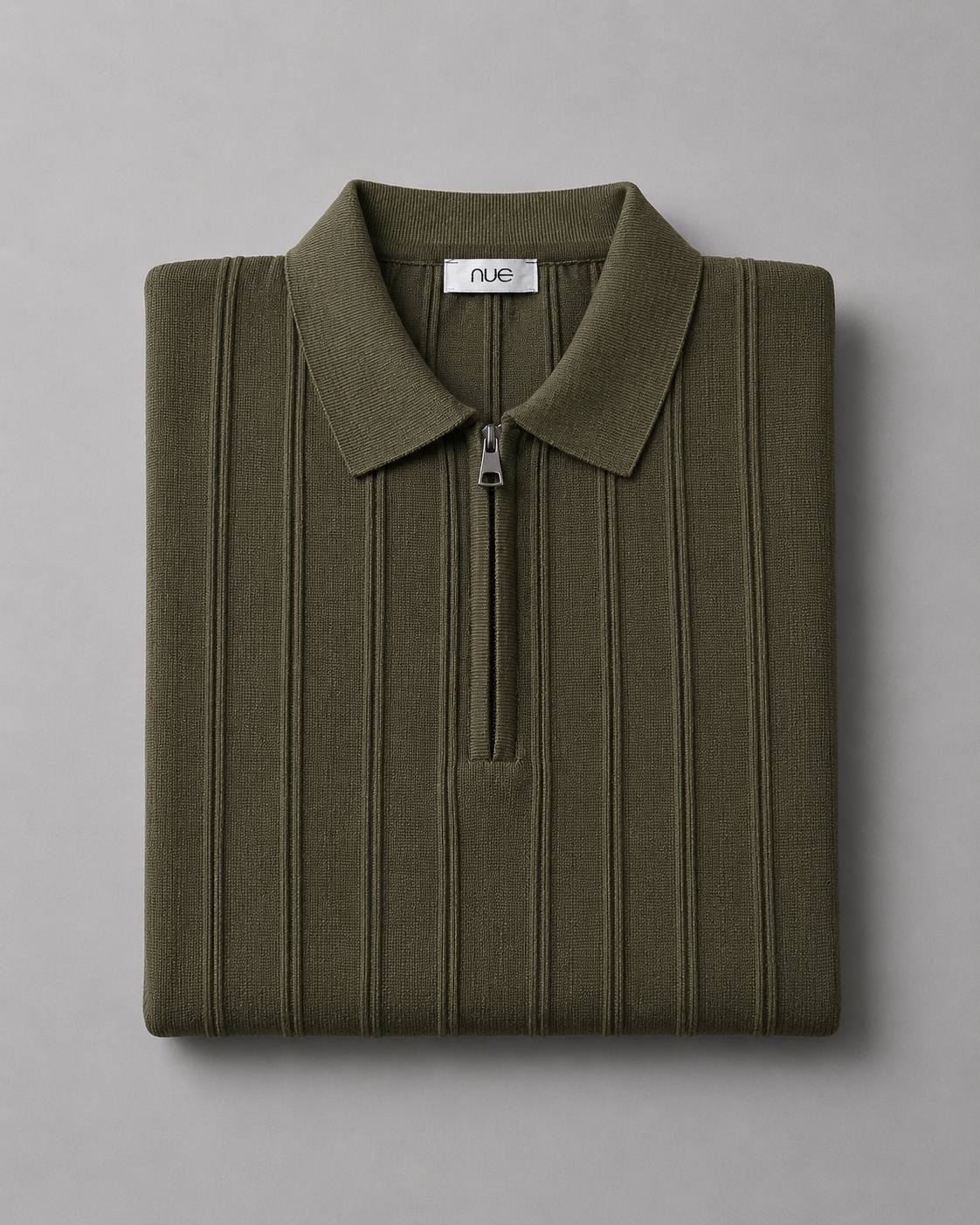 Trikot Ribbed Zip Polo-  Olive Green