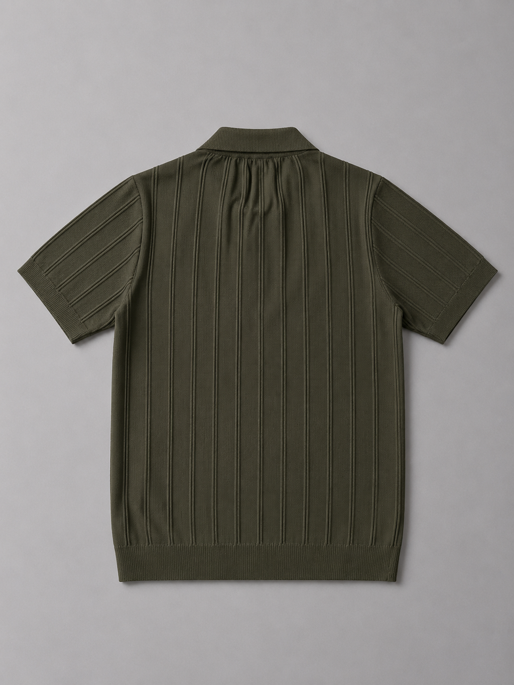 Trikot Ribbed Zip Polo-  Olive Green