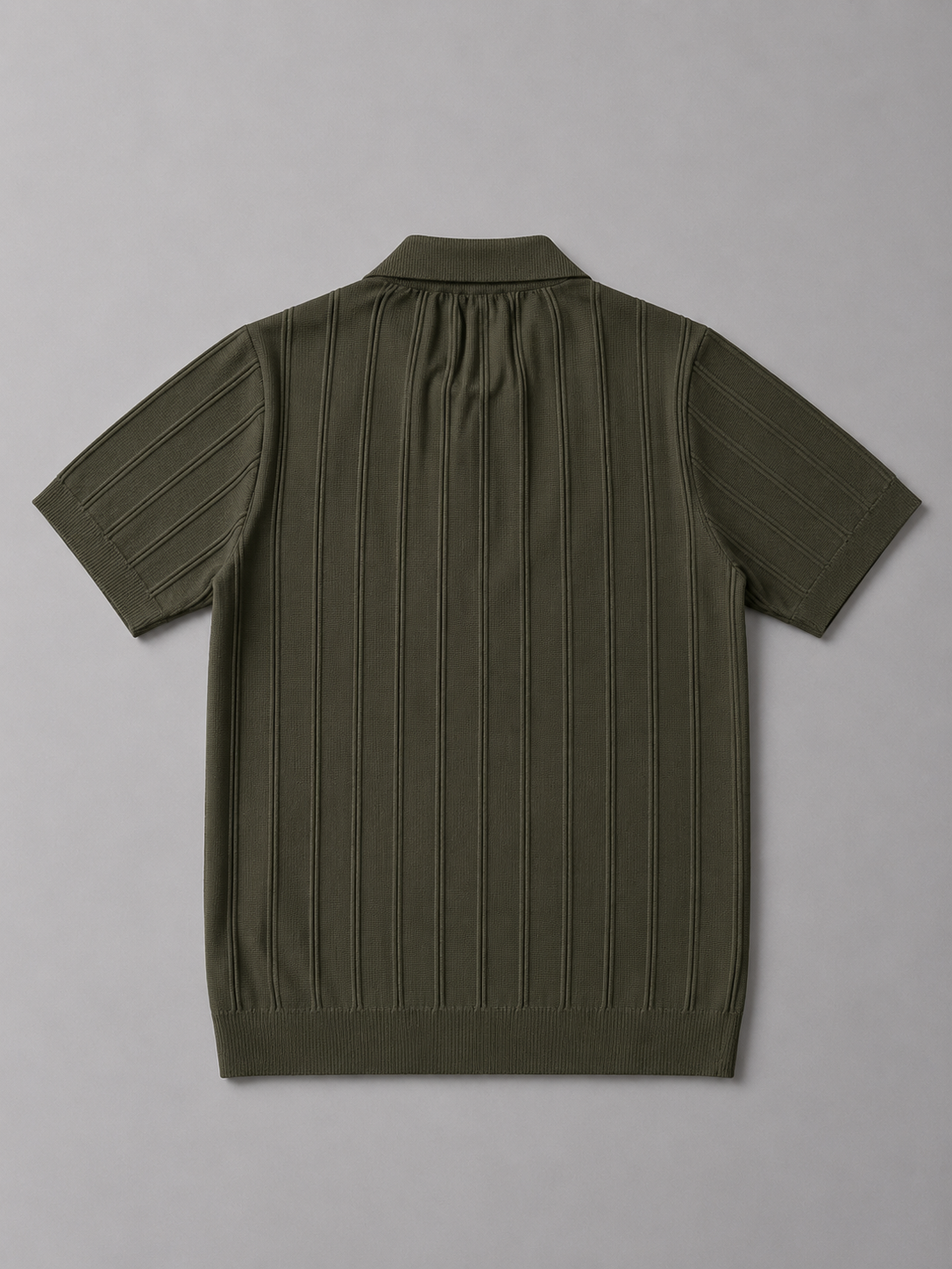 Trikot Ribbed Zip Polo-  Olive Green