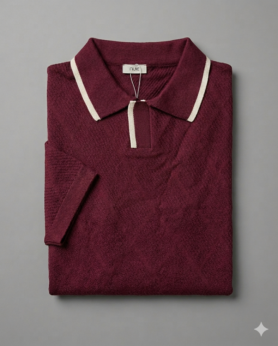 Trikot V-Neck Polo- Burgundy