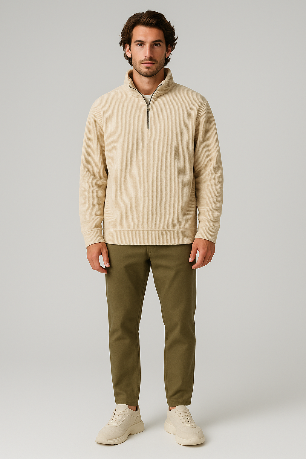 Velvet Sweatshirt Beige
