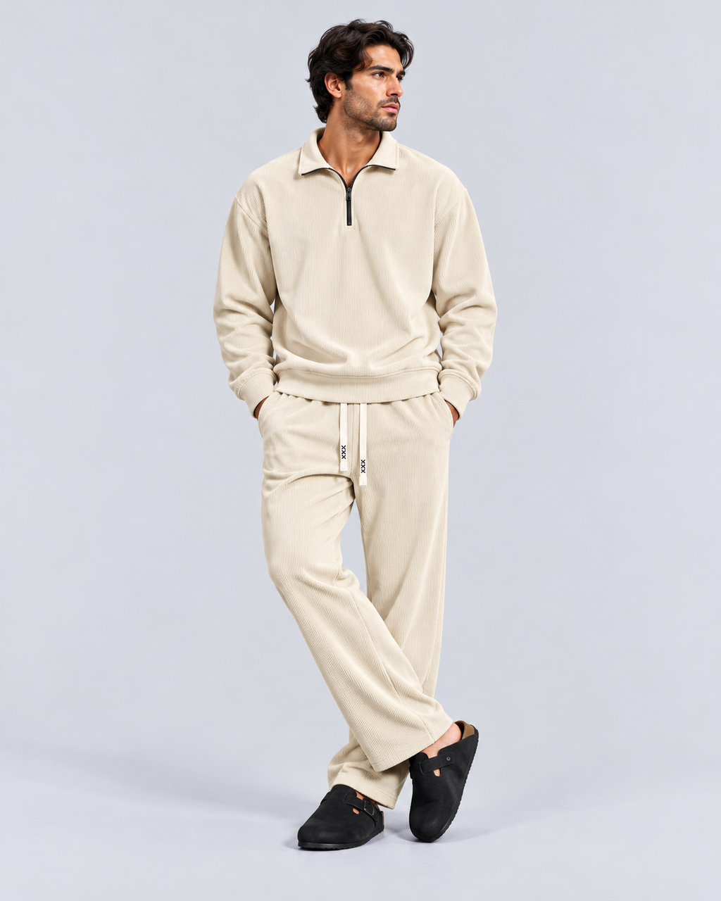 Off White Ribbed Set