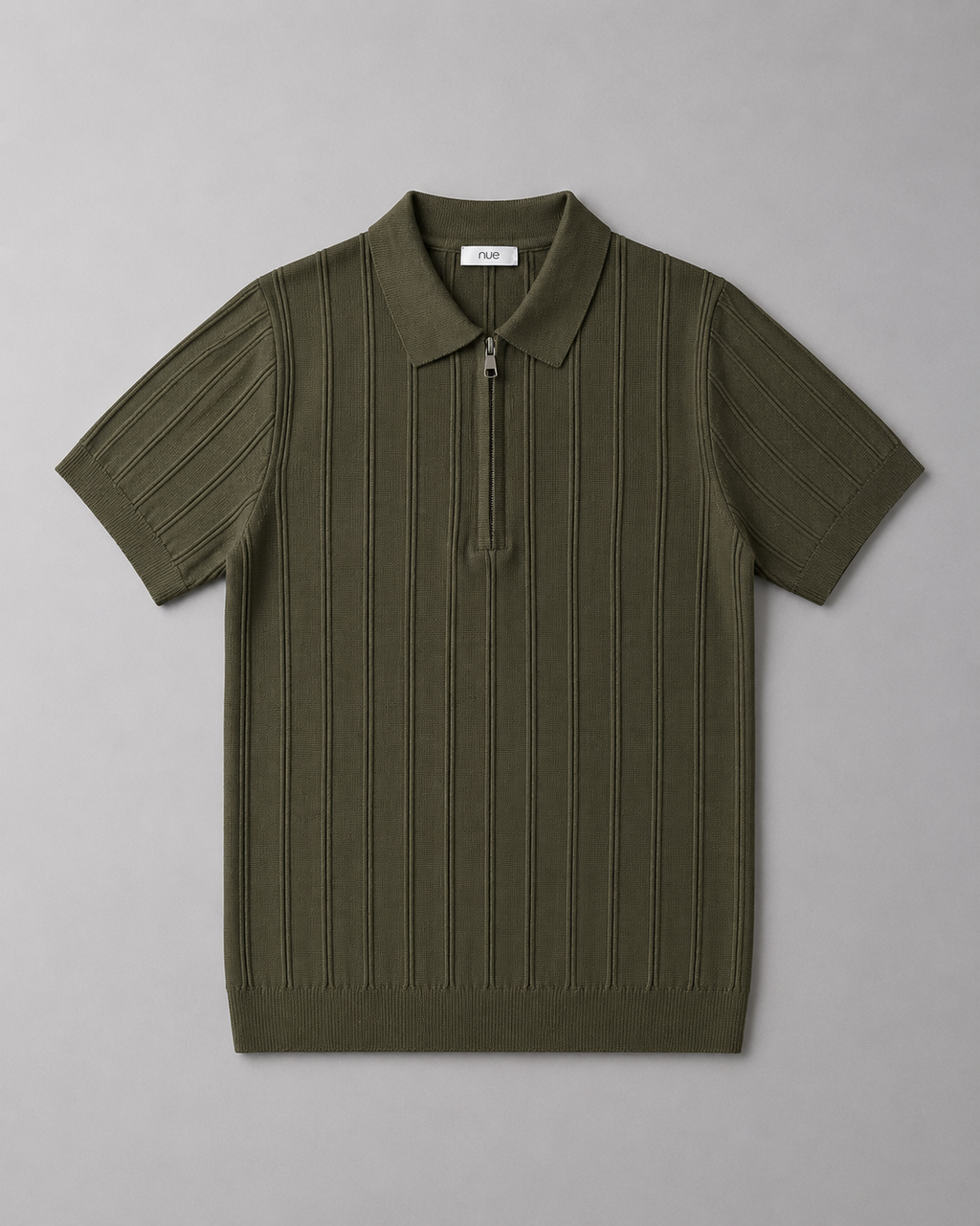 Trikot Ribbed Zip Polo-  Olive Green