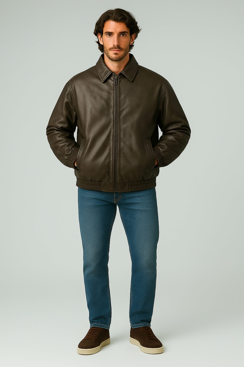 Classic  Leather Jacket Brown