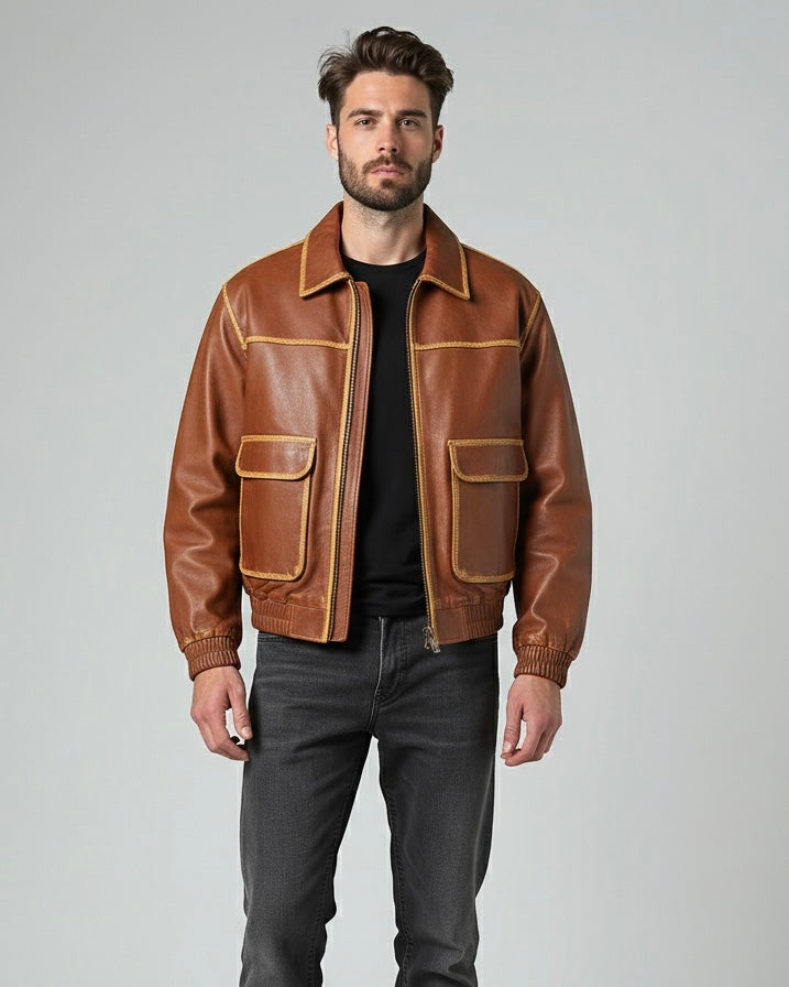 Faux Leather Jacket Caramel