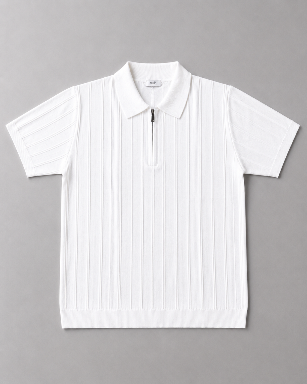 Trikot Ribbed Zip Polo- White