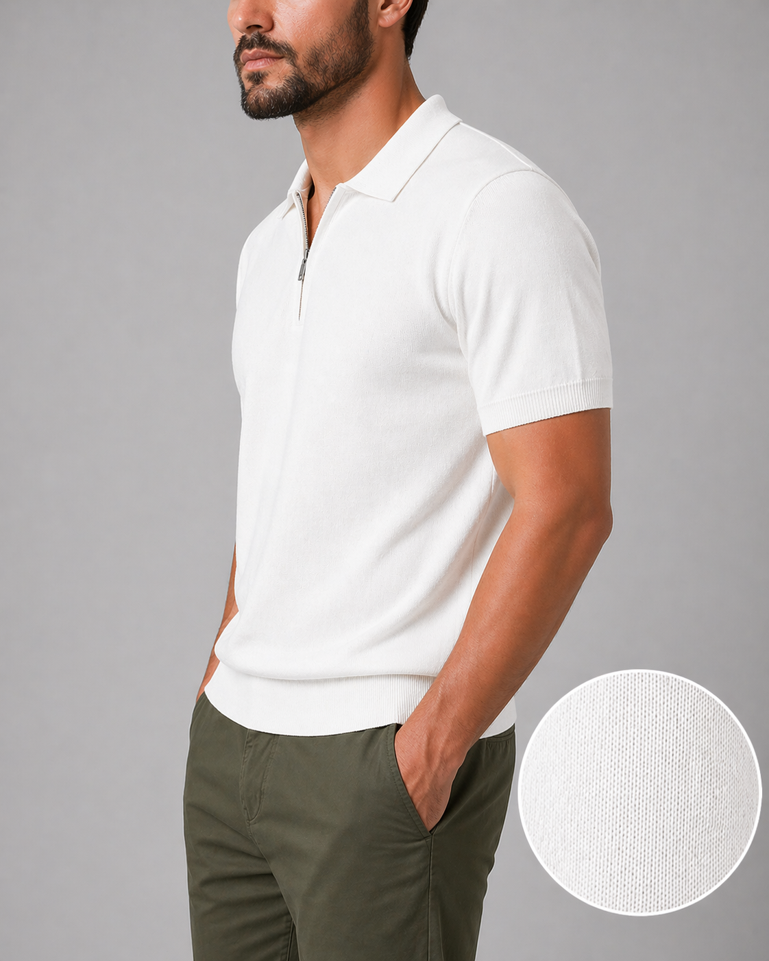 NUE Trikot Half-Zip Polo - White