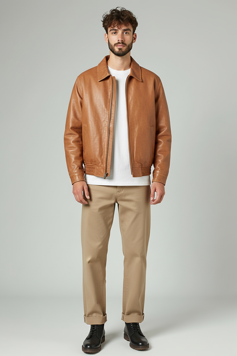 Classic  Leather Jacket Caramel