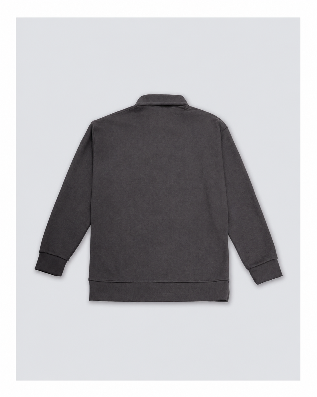 Ribbed Polo Sweatshirt Long Sleeve Charcoal
