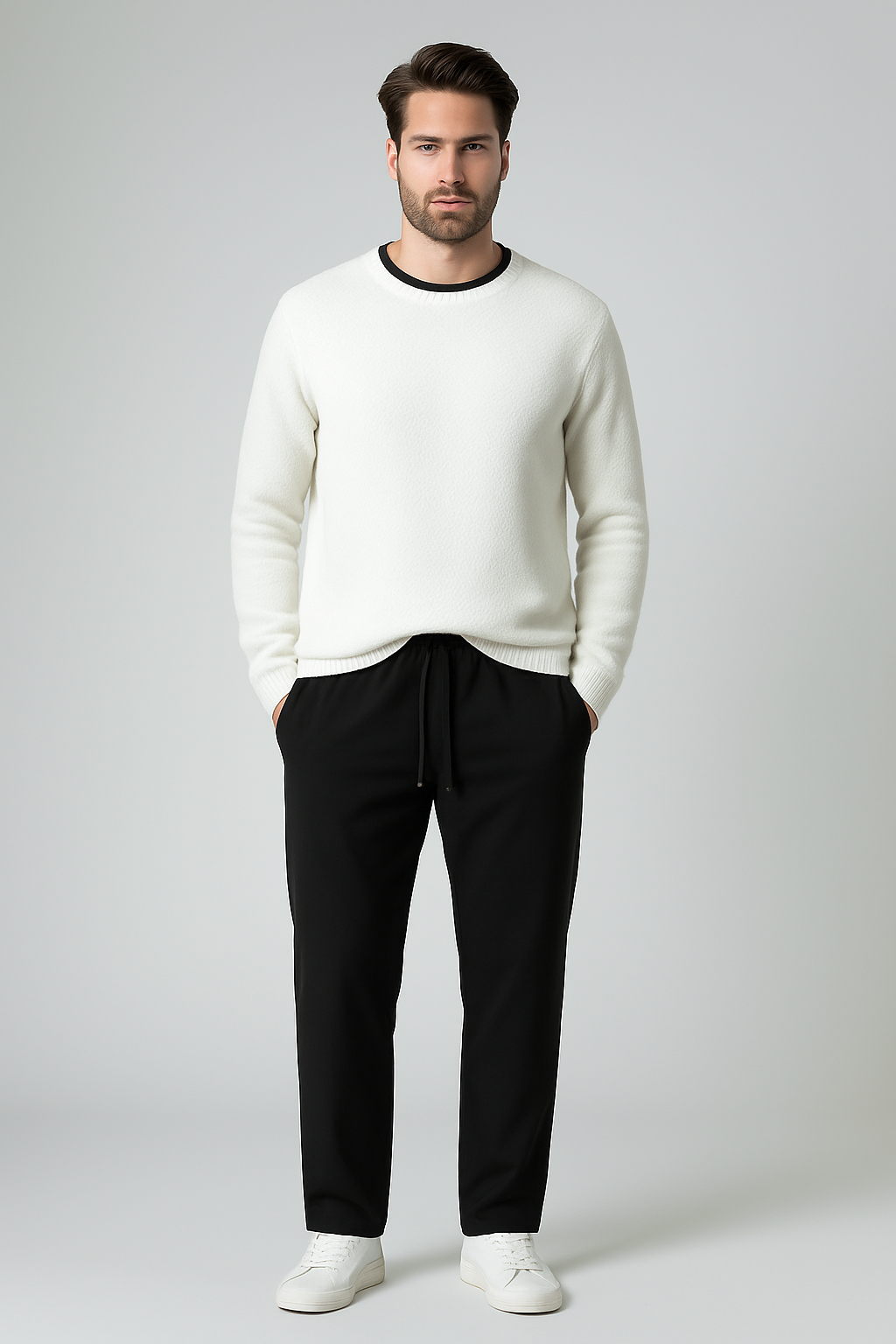 Drawstring Casual Trousers Black