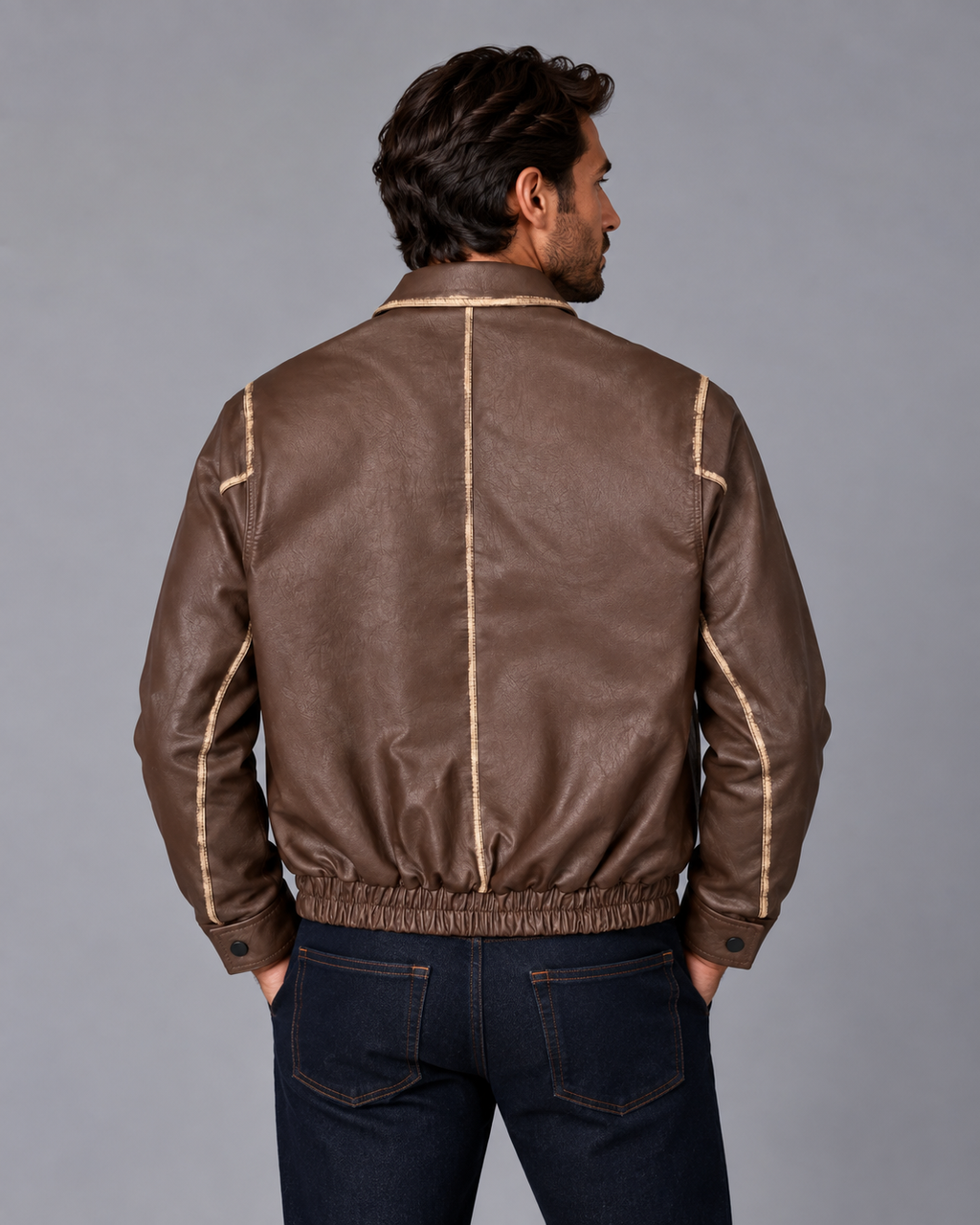 Faux Leather Jacket Brown