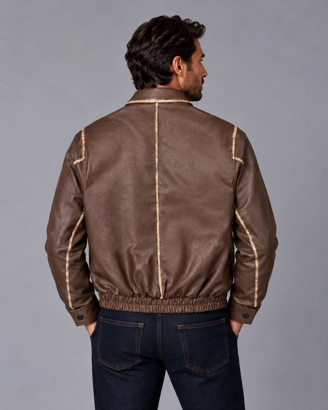Faux Leather Jacket Brown