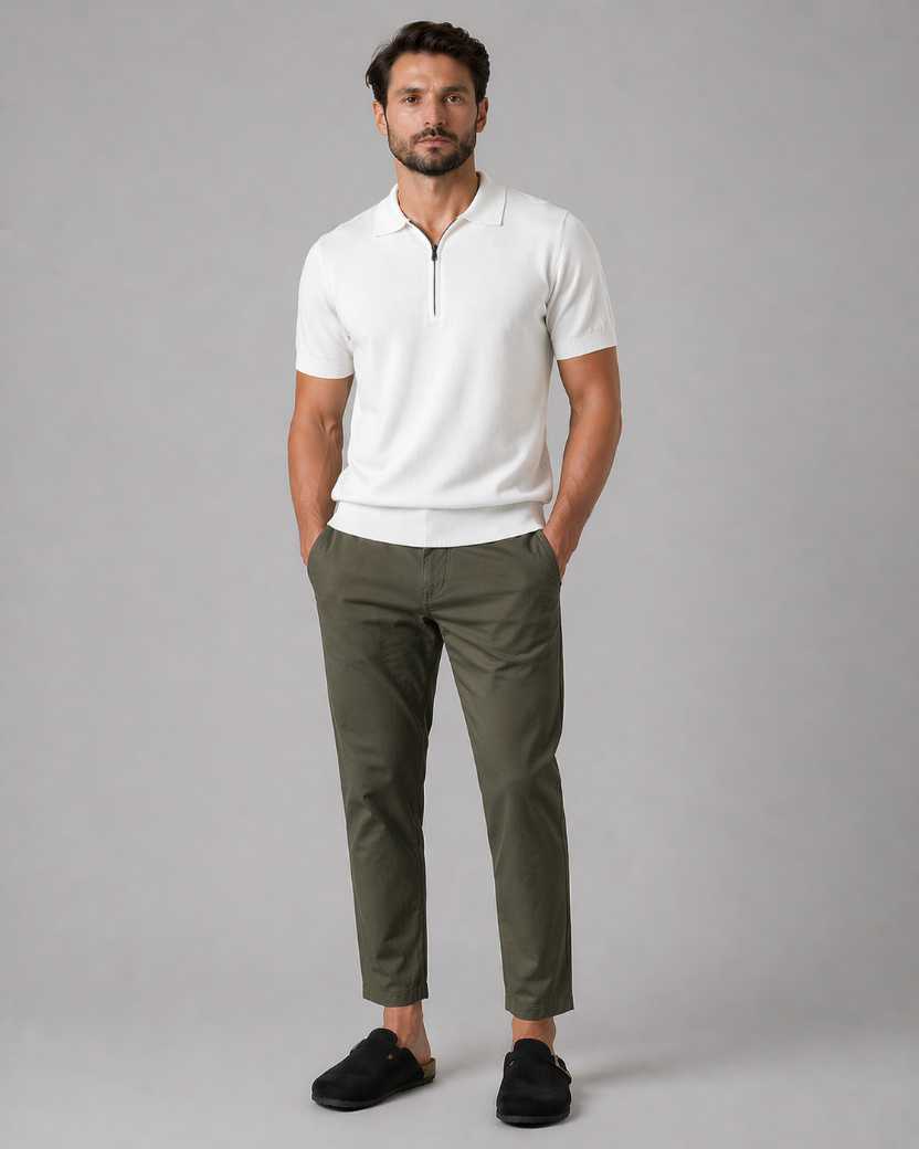 NUE Trikot Half-Zip Polo - White