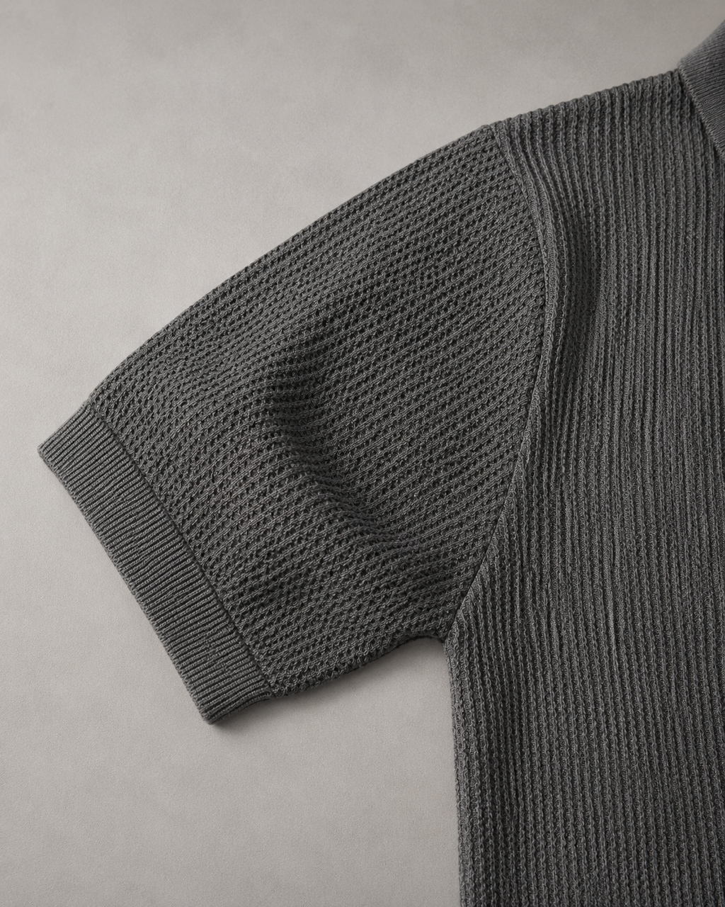 Relaxed Collar Trikot Polo- Olive Grey