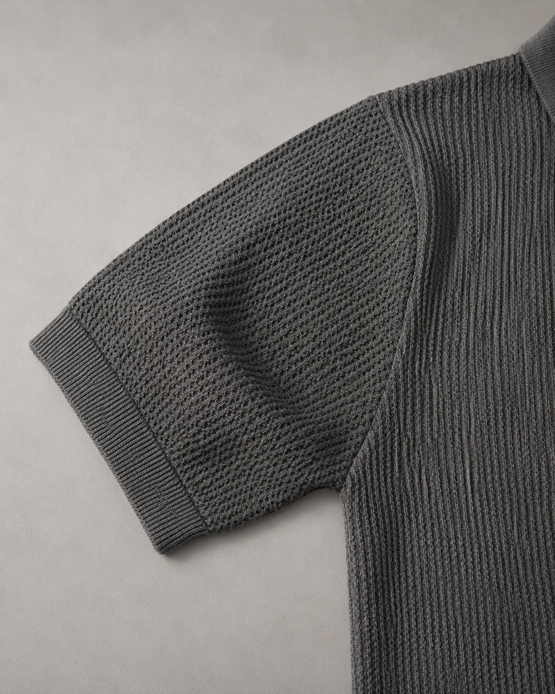 Relaxed Collar Trikot Polo- Olive Grey