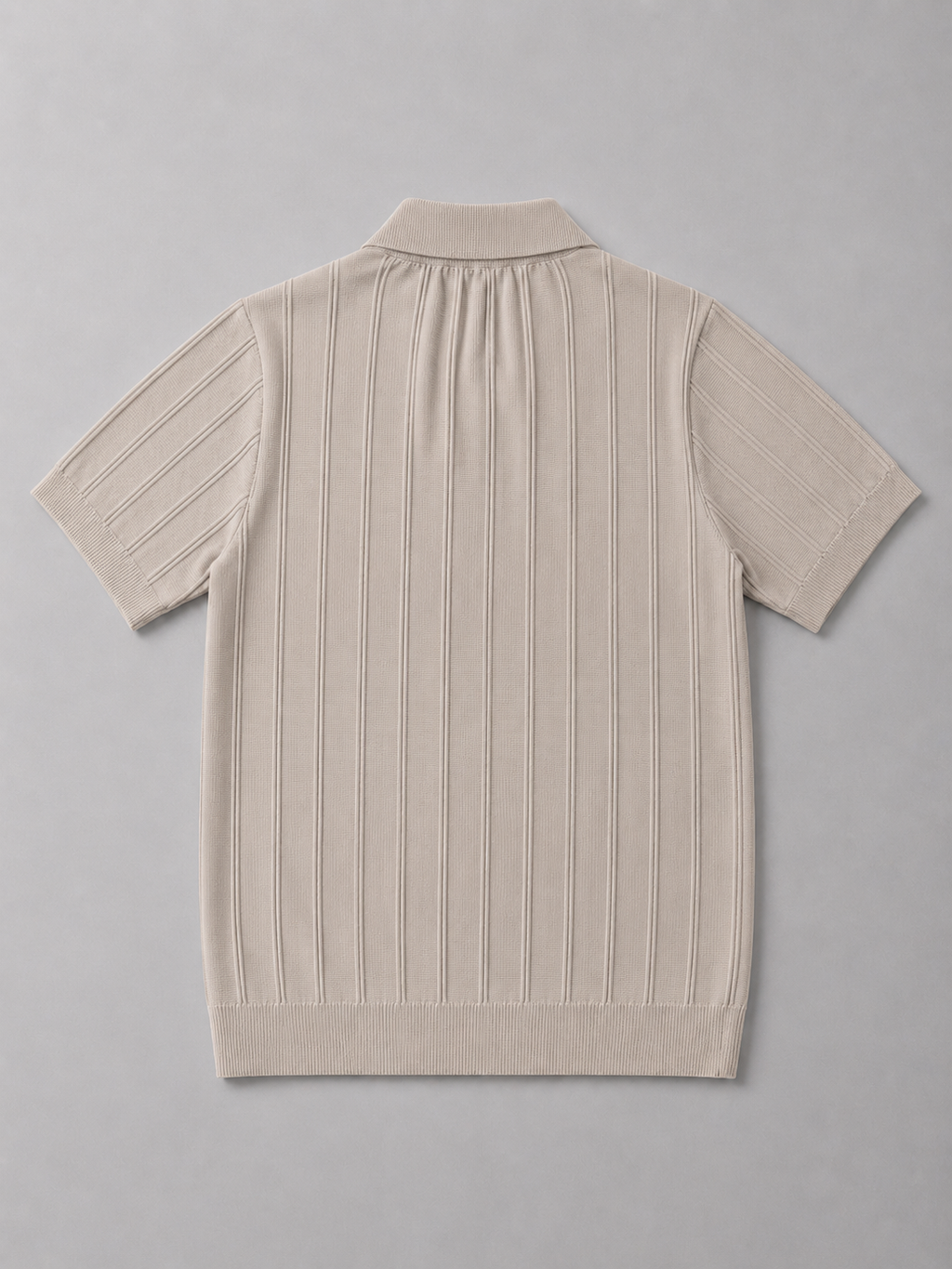 Trikot Ribbed Zip Polo-  Beige