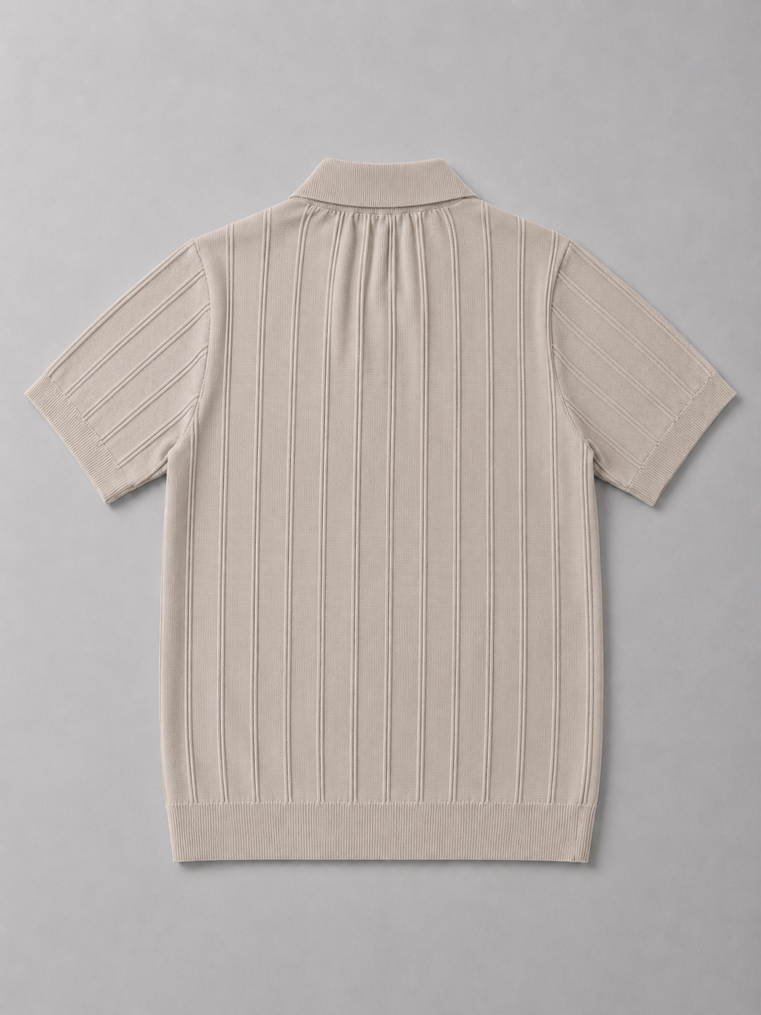Trikot Ribbed Zip Polo-  Beige