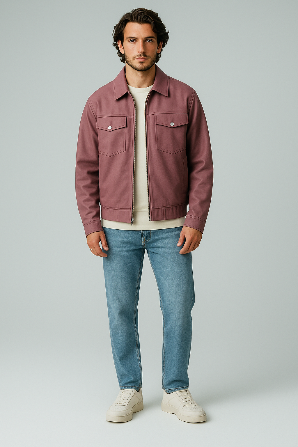 Elegant Leather Jacket - Taupe