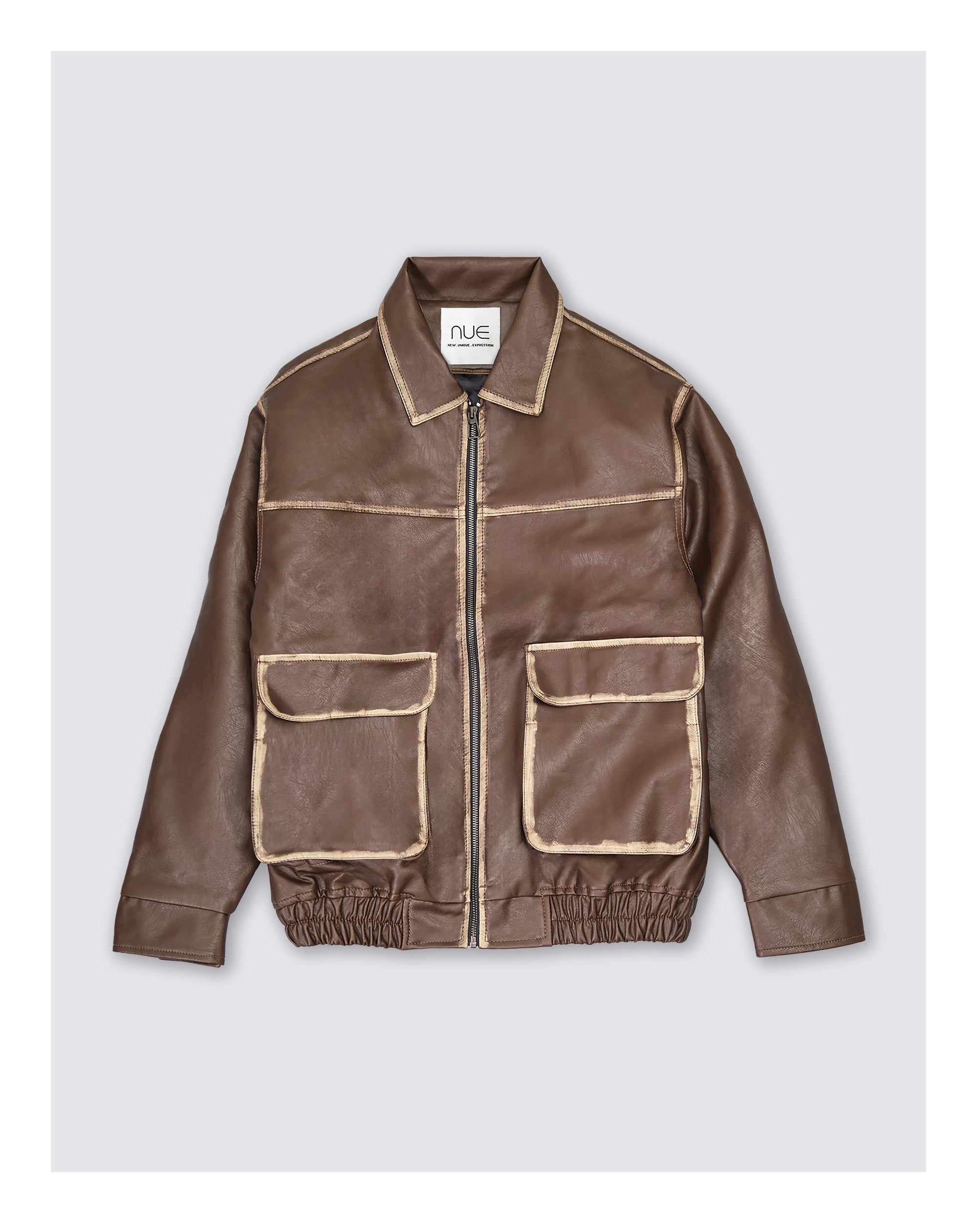 Faux Leather Jacket Brown